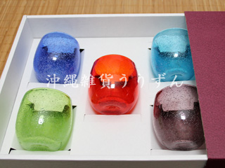 琉球ガラスの泡たる形グラス　５個入ギフトセット